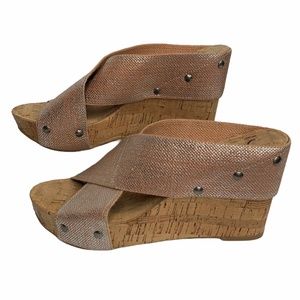 Lucky Brand Miller 2 Cork Wedge 7M Metallic